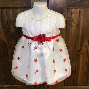 White/Red Floral Holiday Dress (size 24M)